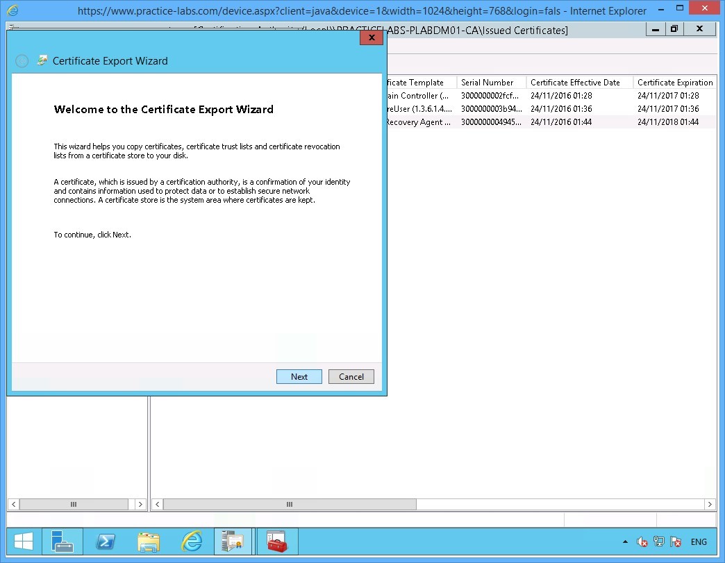 Practice Labs screenshot.